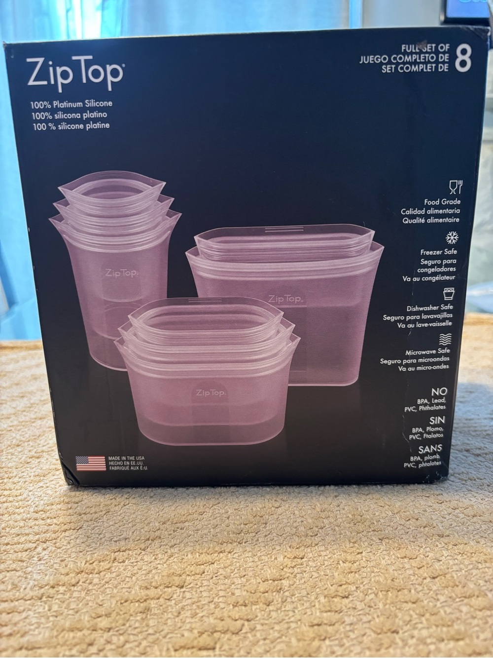 Zip Top Silicone Containers - Light Pink Set of 8